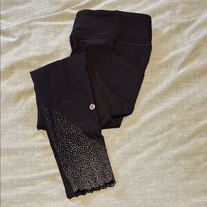 lululemon athletica Black Leggings with Silver Accents